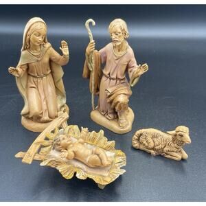Italian 1983 Fontanini Joseph, Mary, Baby Jesus, Sheep Holy Family Nativity